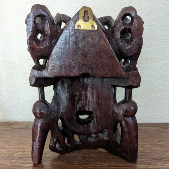 Vintage Asian Chinese Emperor & Dragons Hand Carved Rose Wood Mask (10.5") - Picture 5 of 5